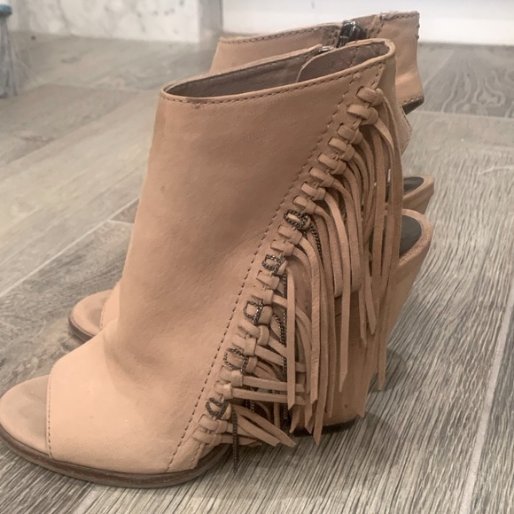 Dolce Vita Noralee Peep Toe Suede Fringe Boots - Picture 5 of 7